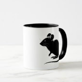 Silhouette einer schwarzen Ratte, modernes Design. Tasse (VorderseiteRechts)