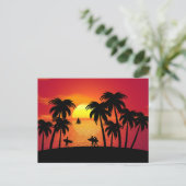 Silhouette einer tropischen Insel bei Sonnenunterg Postkarte (Stehend Vorderseite)