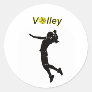 Silhouette einer Volleyballspielerin Runder Aufkleber