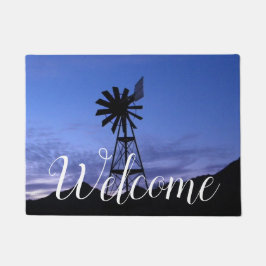 Silhouette einer Windmühle Fußmatte