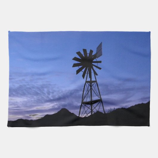 Silhouette einer Windmühle Geschirrtuch (Horizontal)