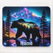 Silhouette eines Bären mit Naturlandschaft Mousepad (Vorne)