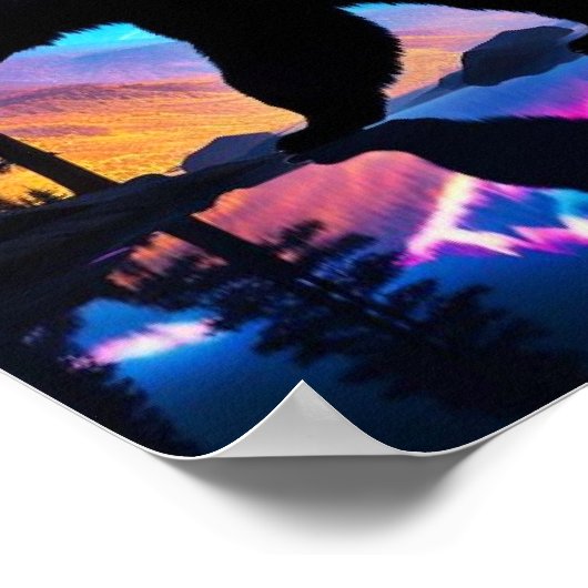 Silhouette eines Bären mit Naturlandschaft Poster (Ecke)