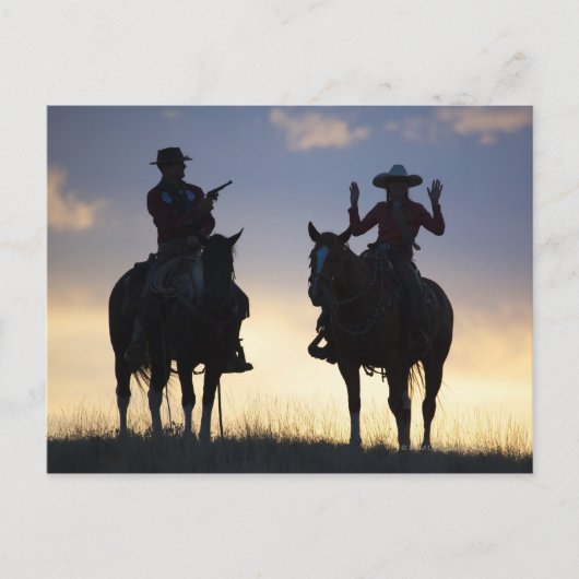 Silhouette eines Cowboys, der seine Pistole auf ei Postkarte (Vorderseite)