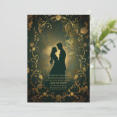 Silhouette eines Ehepaares in Liebe Einladung (Stehend Vorderseite)