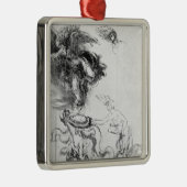Silhouette eines Engels Silbernes Ornament (Rechts)