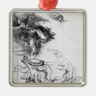 Silhouette eines Engels Silbernes Ornament