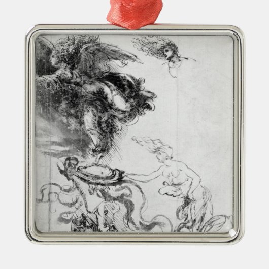Silhouette eines Engels Silbernes Ornament (Vorne)