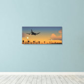 Silhouette eines Flugzeugs im Flug Leinwanddruck (Insitu (Holzboden))