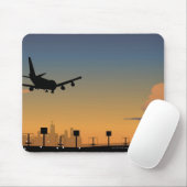 Silhouette eines Flugzeugs im Flug Mousepad (Mit Mouse)