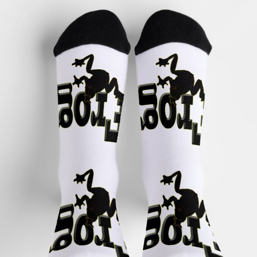 Silhouette eines Frosches Klettern in das Wort 'Fr Socken (Oben)