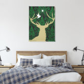 Silhouette eines Hirsches, einer Taube und eines S Leinwanddruck (Insitu (Schlafzimmer))