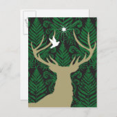 Silhouette eines Hirsches, einer Taube und eines S Postkarte (Vorne/Hinten)