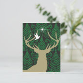 Silhouette eines Hirsches, einer Taube und eines S Postkarte (Stehend Vorderseite)