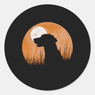 Silhouette eines Jagdschwarzes oder eines Gelben L Runder Aufkleber