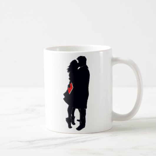 Silhouette eines Kusses (11 Unze. Kaffee-Tasse) Kaffeetasse (Rechts)
