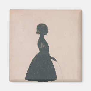 Silhouette eines Mädchens mit einem Magnet