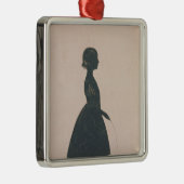 Silhouette eines Mädchens mit einem Silbernes Ornament (Rechts)