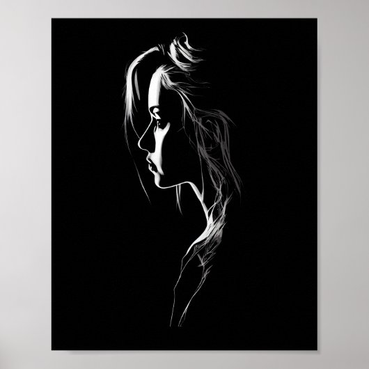 Silhouette eines Mädchens mit Licht und Schatten Poster (Vorne)
