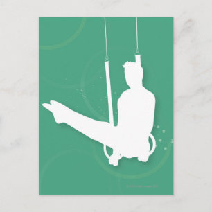 Silhouette eines Mannes darstellend Gymnastik Postkarte