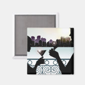 Silhouette eines paar geröstete Martini-Brille Magnet (Vorderseite/Rückseite)