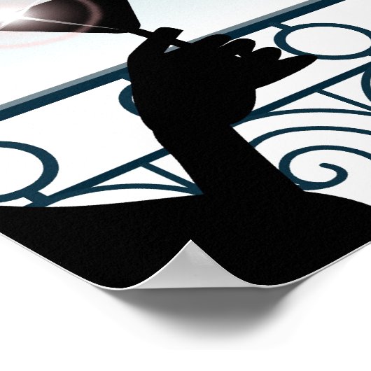 Silhouette eines paar geröstete Martini-Brille Poster (Ecke)