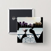 Silhouette eines Paares, das Martini-Gläser röstet Button (Vorne & Hinten)