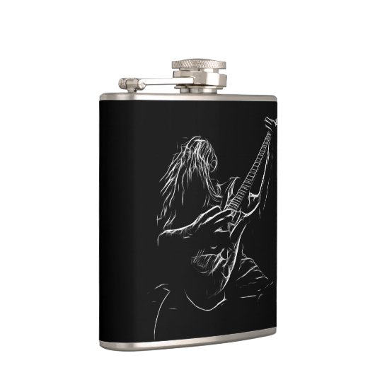 Silhouette eines Rockmusikers Flachmann (Rechts)