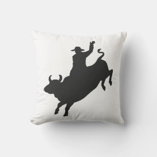 Silhouette eines Rodeo-Bullenritts Kissen