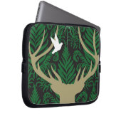 Silhouette eines Rotwilds, der Taube und des Laptopschutzhülle (Vorne Rechts)