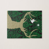 Silhouette eines Rotwilds, der Taube und des Puzzle (Horizontal)