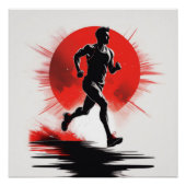 Silhouette eines Runners mit roter Sonne Poster (Vorderseite)