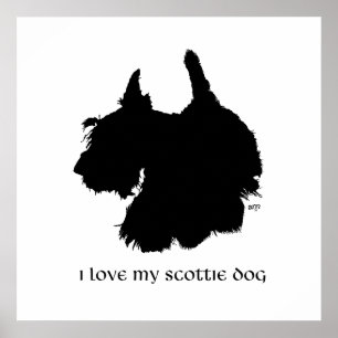Silhouette eines Schottischen Terriers Poster