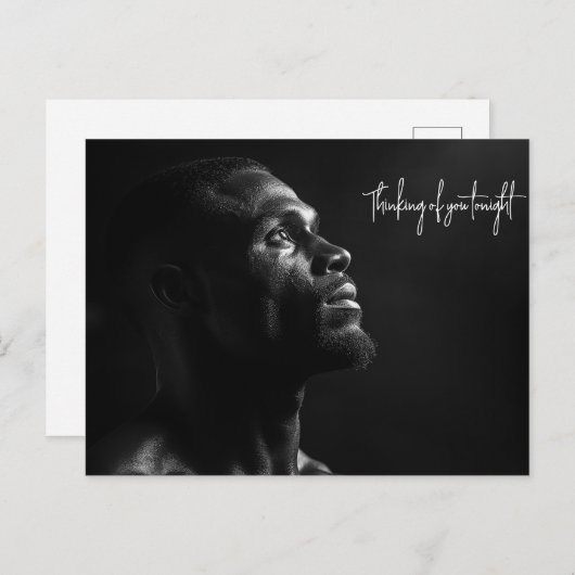 Silhouette eines schwarzen Mannes Gesicht B&W Foto Postkarte (Vorne/Hinten)