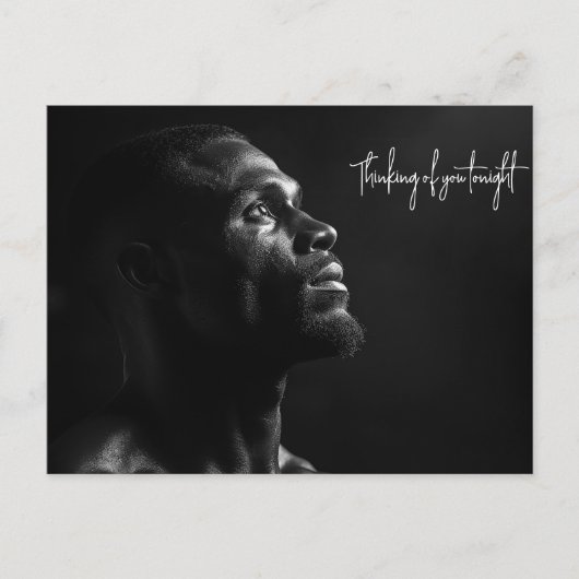 Silhouette eines schwarzen Mannes Gesicht B&W Foto Postkarte (Vorderseite)