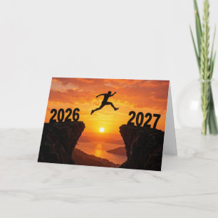 Silhouette eines Sprungs ins neue Jahr 2027 Feiertagskarte