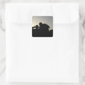 Silhouette eines Squad-Schusswaffenspielers Quadratischer Aufkleber (Tasche)