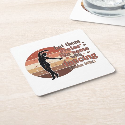 Silhouette eines Tänzers - Psalm-basiertes Design Rechteckiger Pappuntersetzer (angewinkelt)