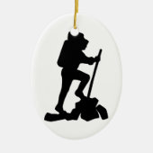 Silhouette eines Wanderers, der oben einen Berg Keramik Ornament (Vorne)