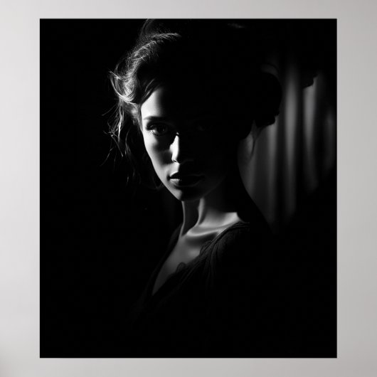 Silhouette eines weiblichen Gesichts B&W-Fotos Poster (Vorne)