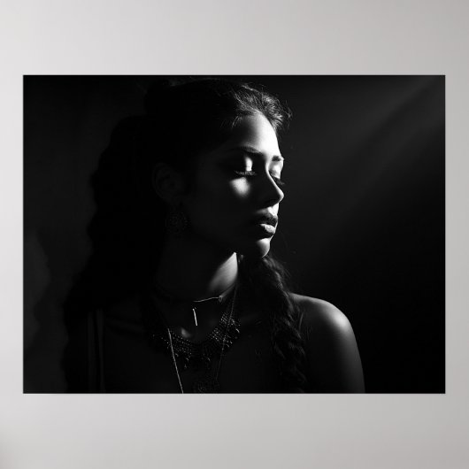 Silhouette eines weiblichen Gesichts B&W-Fotos Poster (Vorne)