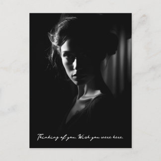 Silhouette eines weiblichen Gesichts B&W-Fotos Postkarte