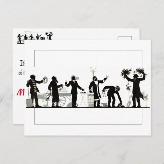 Silhouette eines Weihnachtsmarktes Postkarte (Vorne/Hinten)