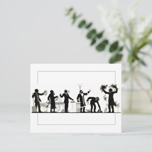 Silhouette eines Weihnachtsmarktes Postkarte (Stehend Vorderseite)