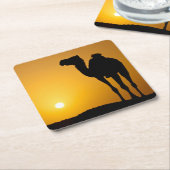 Silhouette eines wilden Kamels am Sonnenuntergang Rechteckiger Pappuntersetzer (angewinkelt)
