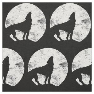 Silhouette eines Wolfs, der auf dem Mond heult Stoff