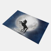Silhouette Einhorn gegen Vollmond Personalisiert Fußmatte (Schrägansicht)