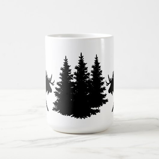 Silhouette Elch & Baum Kaffeetasse (Mittel)