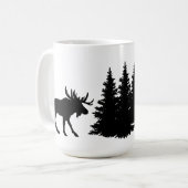 Silhouette Elch & Baum Kaffeetasse (Vorderseite Links)