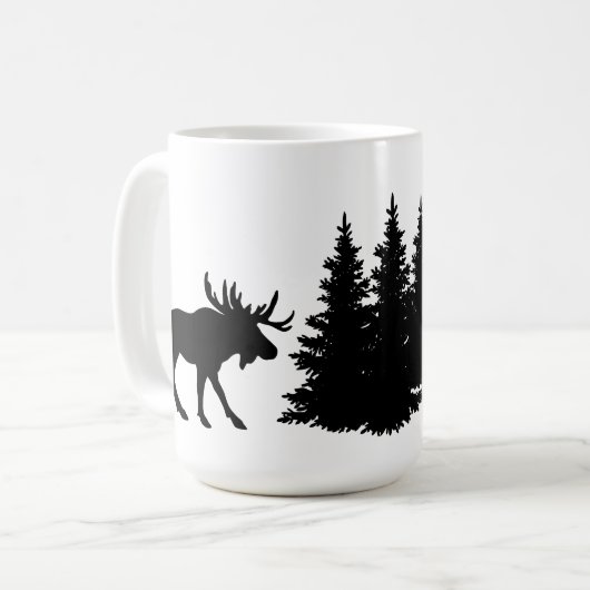 Silhouette Elch & Baum Kaffeetasse (Vorderseite Links)